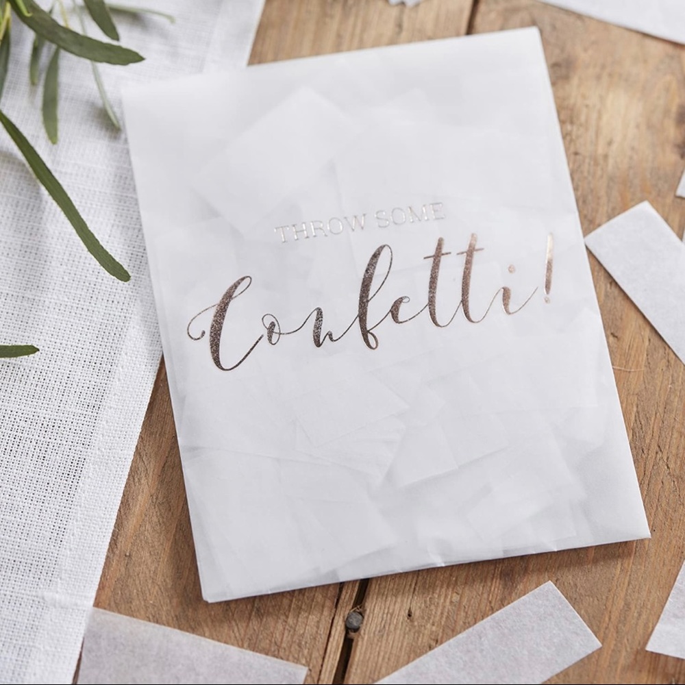 Ginger Ray White & Rose Gold Tissue Paper Confetti Packets (Set of 2)